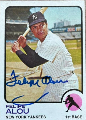 Felipe Alou Signed 1973 Topps Baseball Card - New York Yankees
