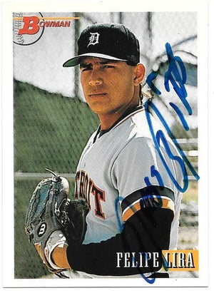 Felipe Lira Signed 1993 Bowman Baseball Card - Detroit Tigers - PastPros