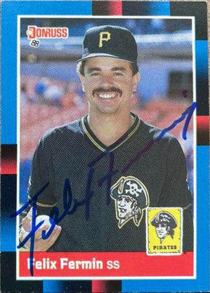 Felix Fermin Signed 1988 Donruss Baseball Card - Pittsburgh Pirates - PastPros