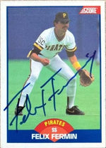 Felix Fermin Signed 1989 Score Baseball Card - Pittsburgh Pirates