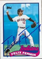 Felix Fermin Signed 1989 Topps Traded Baseball Card - Cleveland Indians