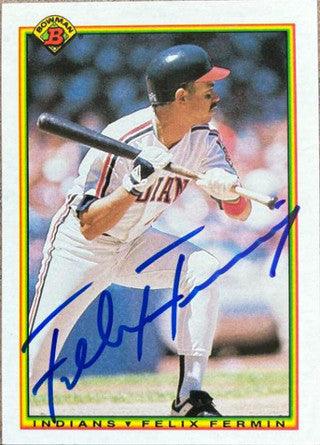 Felix Fermin Signed 1990 Bowman Baseball Card - Cleveland Indians - PastPros