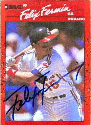 Felix Fermin Signed 1990 Donruss Baseball Card - Cleveland Indians - PastPros