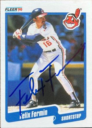 Felix Fermin Signed 1990 Fleer Baseball Card - Cleveland Indians - PastPros