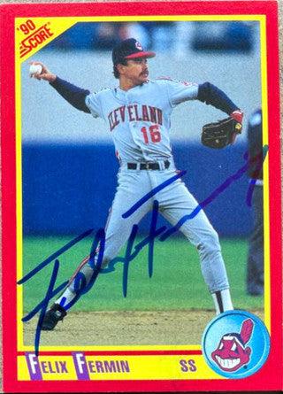 Felix Fermin Signed 1990 Score Baseball Card - Cleveland Indians - PastPros