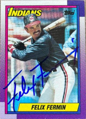 Felix Fermin Signed 1990 Topps Baseball Card - Cleveland Indians - PastPros