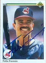 Felix Fermin Signed 1990 Upper Deck Baseball Card - Cleveland Indians