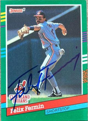 Felix Fermin Signed 1991 Donruss Baseball Card - Cleveland Indians - PastPros