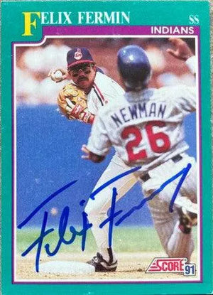 Felix Fermin Signed 1991 Score Baseball Card - Cleveland Indians - PastPros