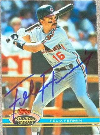 Felix Fermin Signed 1991 Stadium Club Baseball Card - Cleveland Indians - PastPros