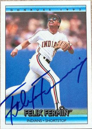 Felix Fermin Signed 1992 Donruss Baseball Card - Cleveland Indians - PastPros