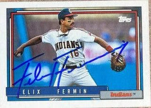 Felix Fermin Signed 1992 Topps Baseball Card - Cleveland Indians