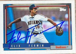 Felix Fermin Signed 1992 Topps Baseball Card - Cleveland Indians - PastPros