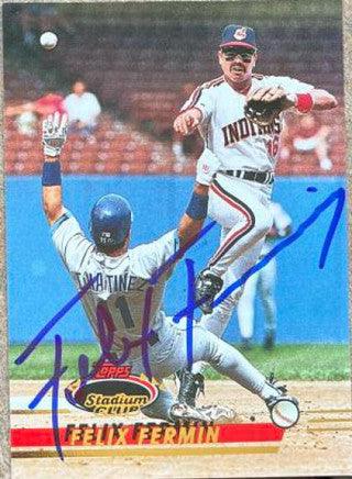 Felix Fermin Signed 1993 Stadium Club Baseball Card - Cleveland Indians - PastPros