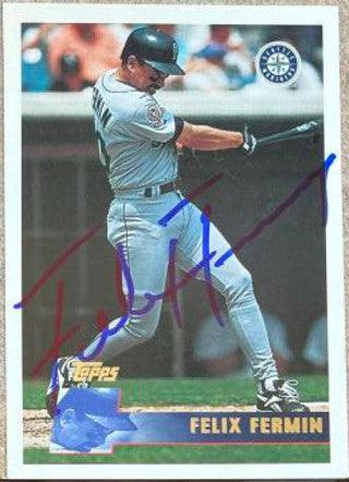 Felix Fermin Signed 1996 Topps Baseball Card - Seattle Mariners - PastPros