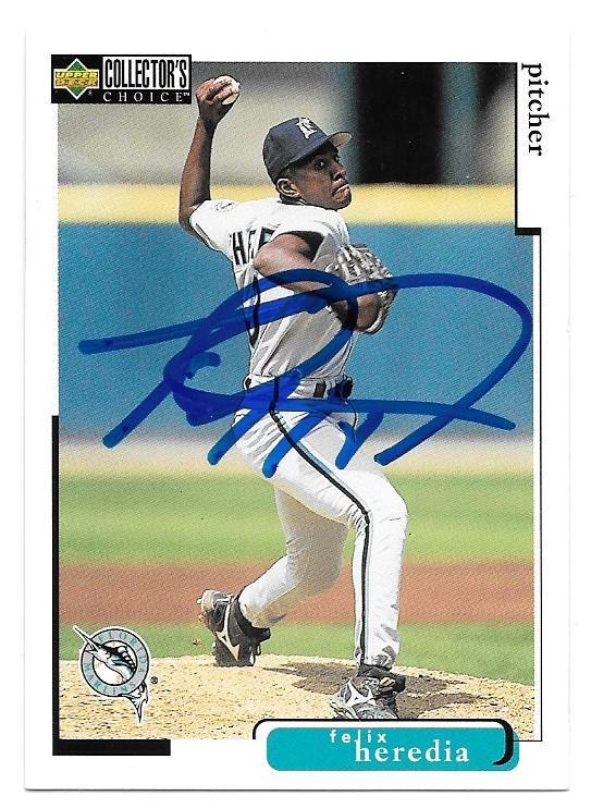 Felix Heredia Signed 1998 Collector's Choice Baseball Card - Florida Marlins - PastPros
