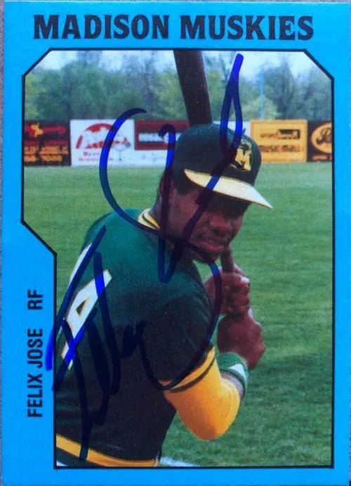 Felix Jose Signed 1985 TCMA Baseball Card - Madison Muskies
