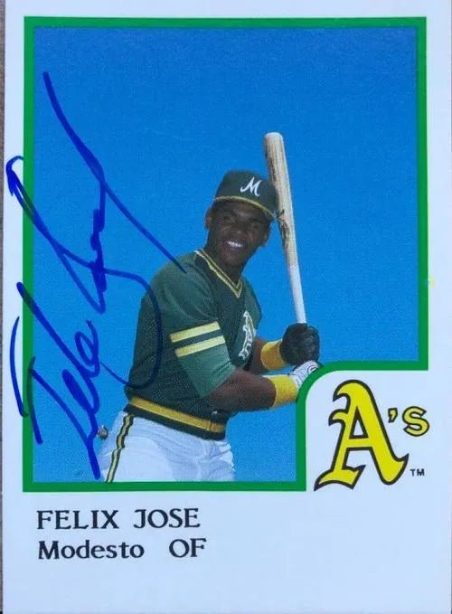 Felix Jose Signed 1986 Pro Cards Baseball Card - Modesto A's
