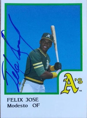 Felix Jose Signed 1986 Pro Cards Baseball Card - Modesto A's
