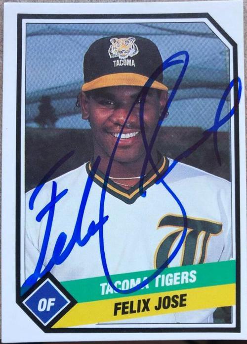 Felix Jose Signed 1989 CMC Baseball Card - Tacoma Tigers - PastPros