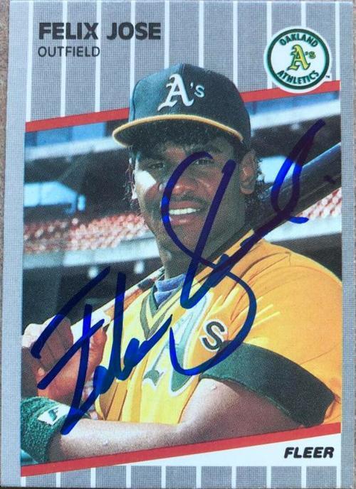 Felix Jose Signed 1989 Fleer Baseball Card - Oakland A's - PastPros