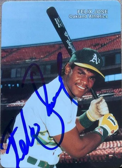 Felix Jose Signed 1989 Mother's Cookies Baseball Card - Oakland A's