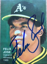 Felix Jose Signed 1989 Pacific Cards & Comics Rookies Baseball Card - Oakland A's