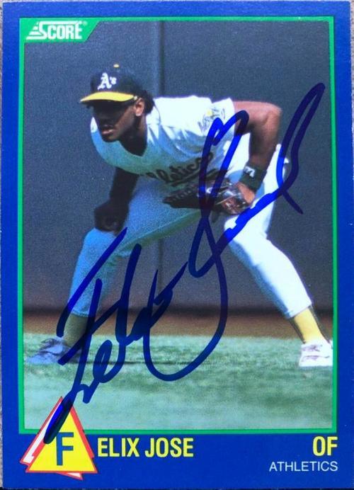 Felix Jose Signed 1989 Score 100 Hottest Rising Stars Baseball Card - Oakland A's - PastPros