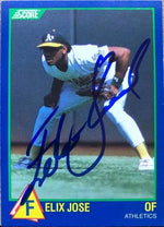 Felix Jose Signed 1989 Score 100 Hottest Rising Stars Baseball Card - Oakland A's