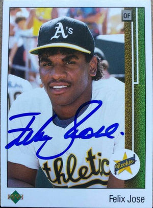 Felix Jose Signed 1989 Upper Deck Baseball Card - Oakland A's - PastPros
