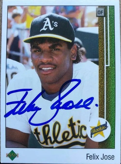 Felix Jose Signed 1989 Upper Deck Baseball Card - Oakland A's