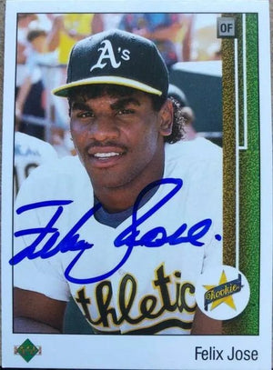 Felix Jose Signed 1989 Upper Deck Baseball Card - Oakland A's