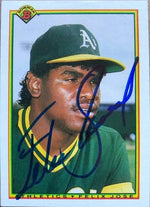 Felix Jose Signed 1990 Bowman Baseball Card - Oakland A's