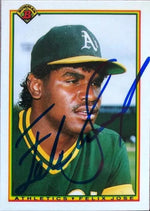 Felix Jose Signed 1990 Bowman Tiffany Baseball Card - Oakland A's