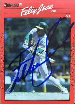 Felix Jose Signed 1990 Donruss Baseball Card - Oakland A's