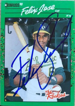 Felix Jose Signed 1990 Donruss Rookies Baseball Card - Oakland A's