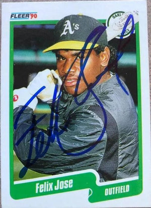Felix Jose Signed 1990 Fleer Baseball Card - Oakland A's