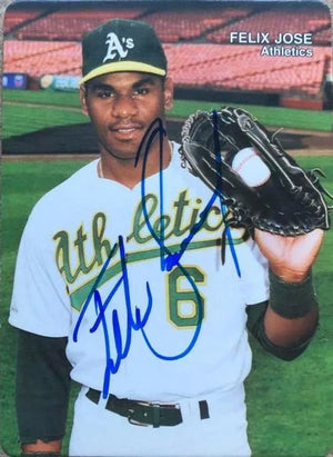 Felix Jose Signed 1990 Mother's Cookies Baseball Card - Oakland A's