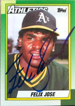 Felix Jose Signed 1990 Topps Tiffany Baseball Card - Oakland A's