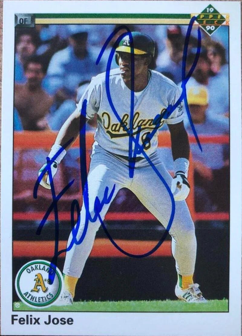 Felix Jose Signed 1990 Upper Deck Baseball Card - Oakland A's