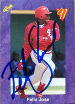 Felix Jose Signed 1991 Classic Baseball Card - St Louis Cardinals
