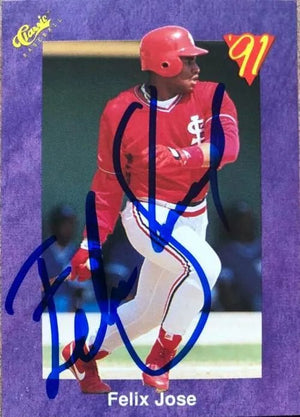 Felix Jose Signed 1991 Classic Baseball Card - St Louis Cardinals
