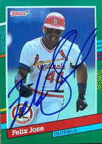 Felix Jose Signed 1991 Donruss Baseball Card - St Louis Cardinals