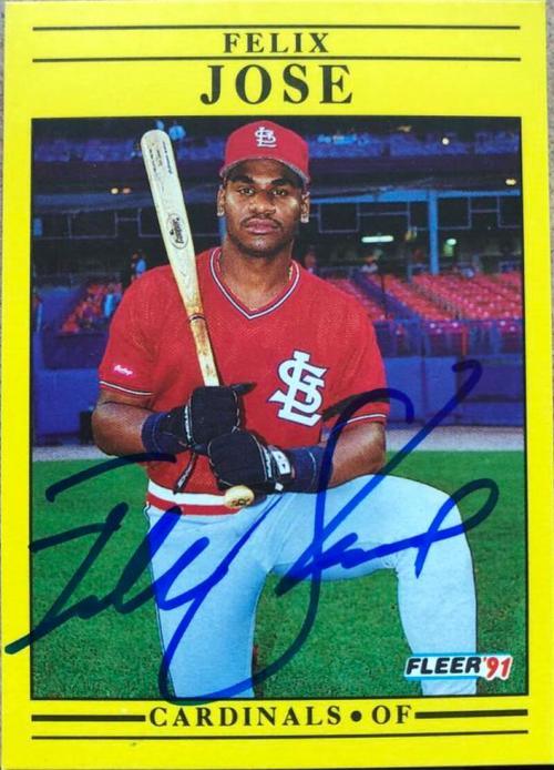 Felix Jose Signed 1991 Fleer Baseball Card - St Louis Cardinals - PastPros