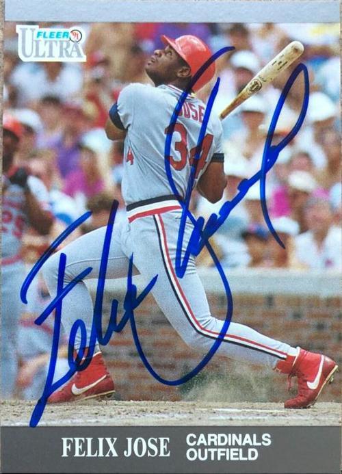 Felix Jose Signed 1991 Fleer Ultra Baseball Card - St Louis Cardinals - PastPros