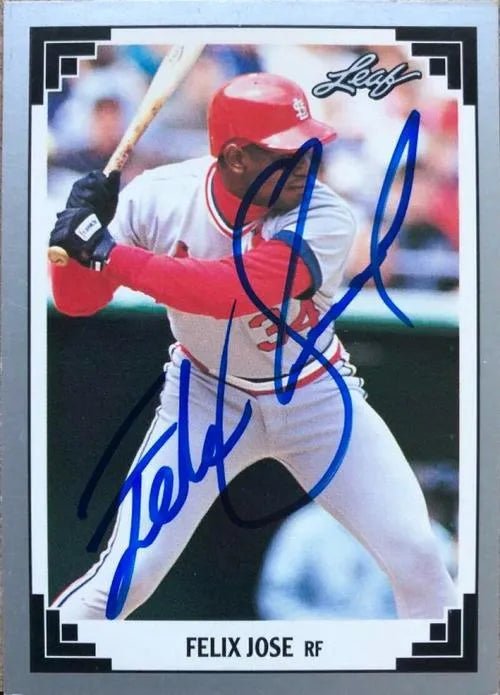 Felix Jose Signed 1991 Leaf Baseball Card - St Louis Cardinals