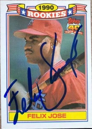 Felix Jose Signed 1991 Topps Glossy Rookies Baseball Card - St Louis Cardinals