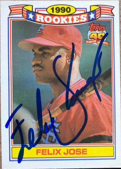Felix Jose Signed 1991 Topps Glossy Rookies Baseball Card - St Louis Cardinals - PastPros