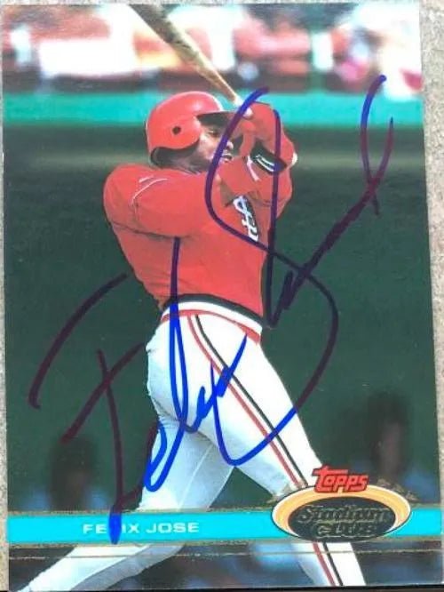 Felix Jose Signed 1991 Topps Stadium Club Baseball Card - St Louis Cardinals