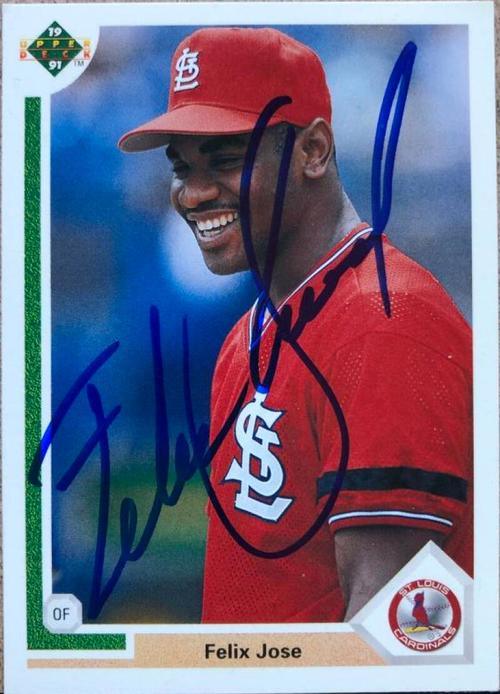 Felix Jose Signed 1991 Upper Deck Baseball Card - St Louis Cardinals - PastPros
